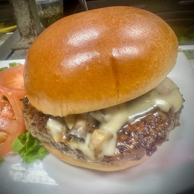 Mushroom Swiss Burger.